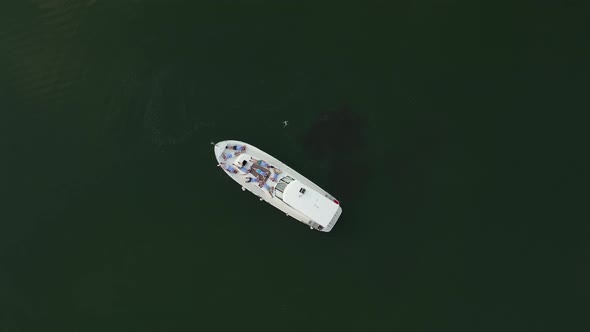 A Group of Young People is Resting on a White Boat in the Sea