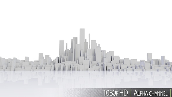 3D Modern City Metropolis Skyline Concept in White