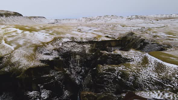 Drone Flight Over Landscape And Fjaorargljufur Canyon