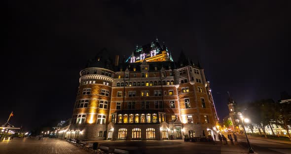 Timelapse of the Chateau Frontenac, at night