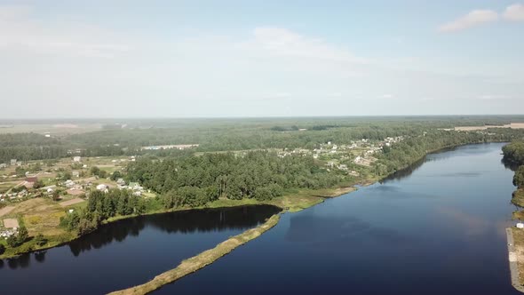 Beautiful Landscape Of The River Western Dvina And The Village Of Verkhovye