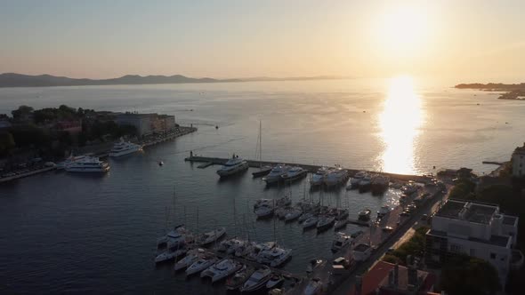 Drone Footage Aerial View of Zadar Marina Croatia