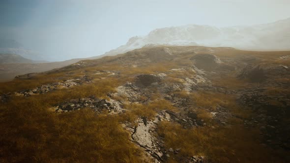 Nepal Mountains in Fog at Summer