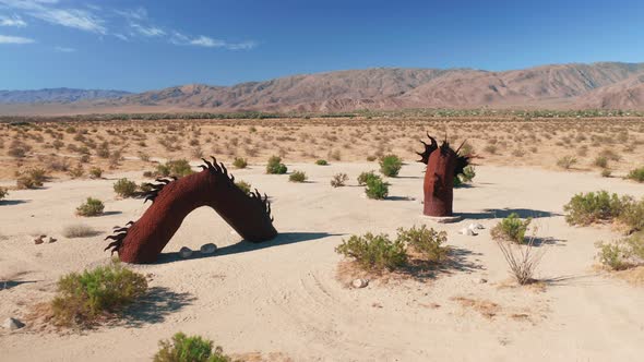 Landscape with Gigant Sculpture of Dragon in Anza Borrego Desert, California,USA