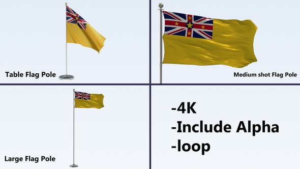 Niue Flag Pole Pack 4k-Loop
