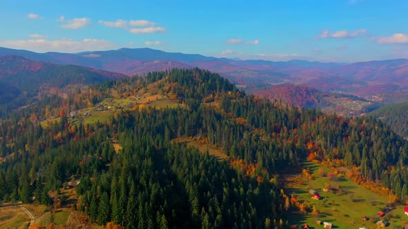 Aerial Drone Video Flying Over Carpathians Mountains, Ukraine, Europe