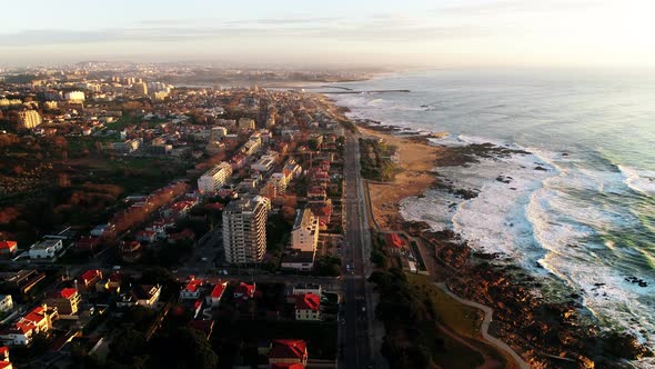 Atlantic Ocean and City of Porto, Portugal