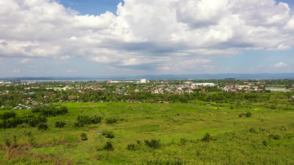 Tacloban City, Leyte Island, Philippines. Tropical Landscape with Panorama of the Town, Aerial View.