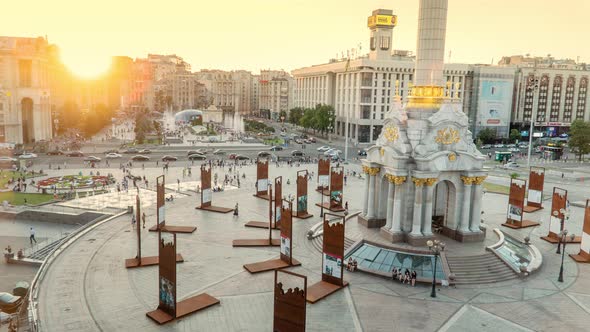 Khreshchatyk Street and Independence Square in Kyiv Kiev