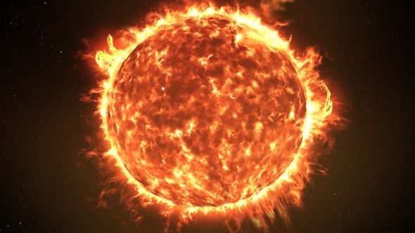The Sun with Large Solar explosions, Realistic Red Planet