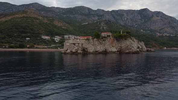 Drone View Around the Rocky Island