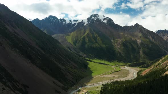 Aerial View of Beautiful Mountain Landscape in Kyrgyzstan