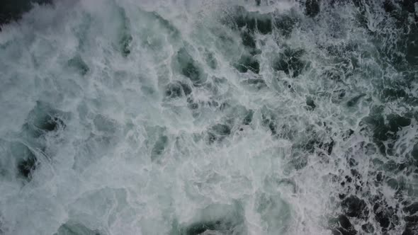 Aerial View of Sea Waves and Fantastic Cliffs Rocky Coast