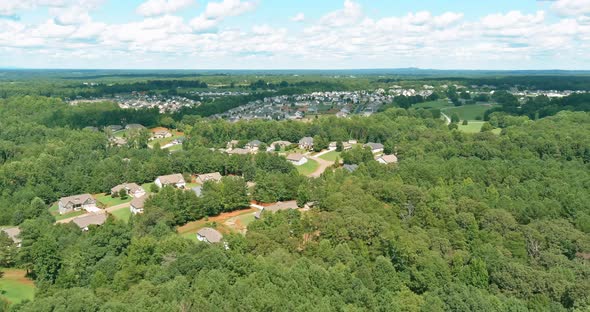 Aerial View Over the Small Town Landscape Residential Sleeping Area Roof Houses in Boiling Springs