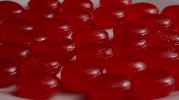 Rotating shot of cinnamon candies 