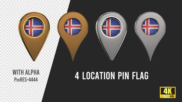 Iceland Flag Location Pins Silver And Gold