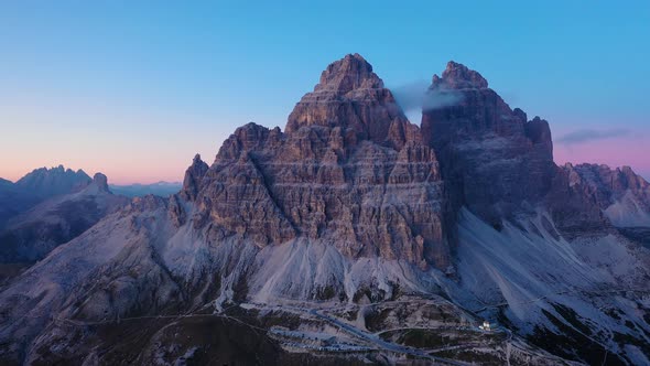 Fly Over Famous Italian Park Tre Cime Di Lavaredo