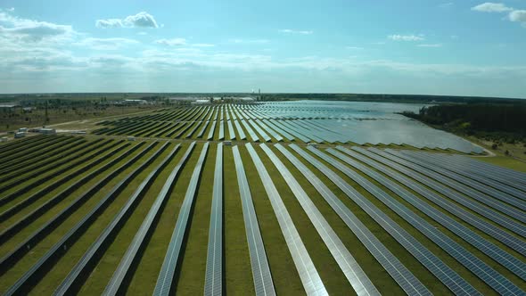 Top View of a Solar Power Station Renewable Energy Solar Panels