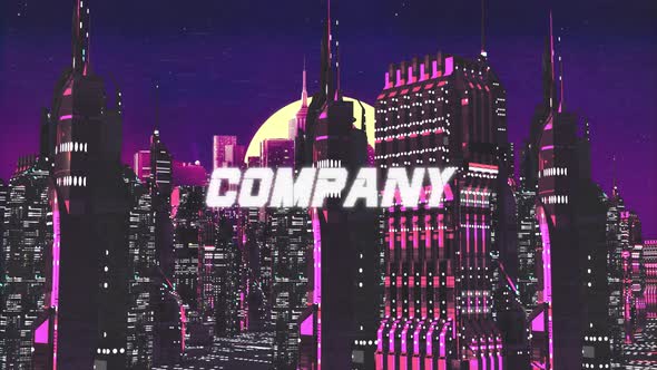 Retro Cyber City Background Company