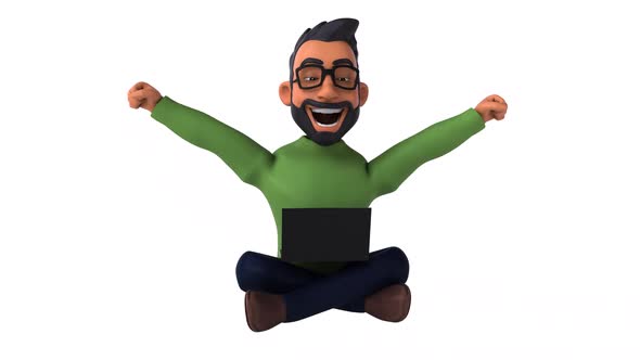 Fun 3D cartoon indian man with alpha