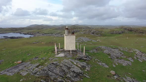 Aerial View of the Coastline at Dawros and Signal Tower in County Donegal - Ireland