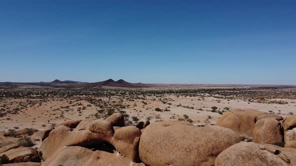 Drone footage of the beautiful nature of Namibia, desert with huge rocks