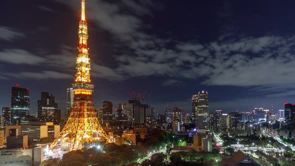 Time Lapse of the Tokyo Japan skyline at night