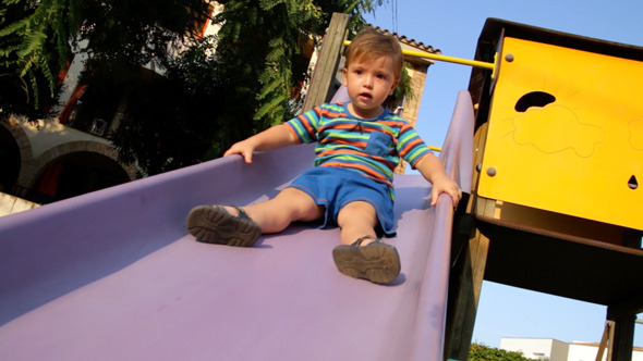 Baby Toddler on the Park Slide 01