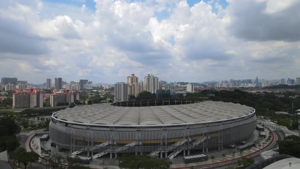 Aerial view of National Stadium and Kuala Lumpur City Centre