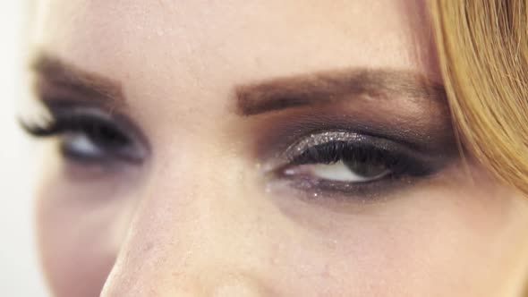 Closeup View of Makeup Applied on Eyes of a Model