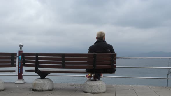 Sitting Bench Across Sea