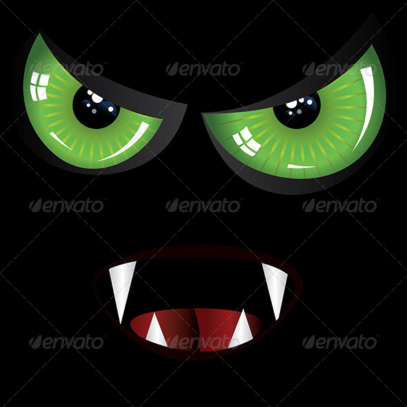 Evil Face with Green and Red eyes