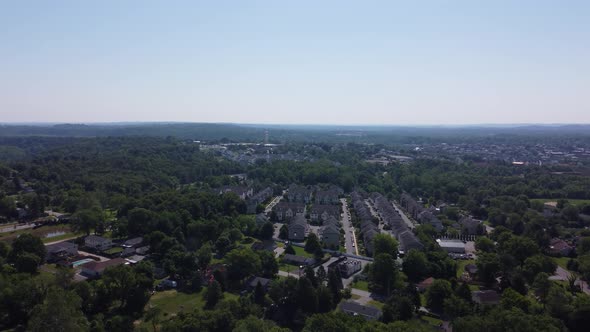 Aerial view small town neighborhood  developments