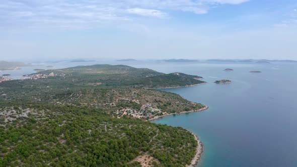 Aerial Drone Shot of Marina Bay in Adriatic Sea, Croatia