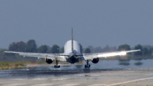 Commercial Jet Plane Landing in Barcelona Airport