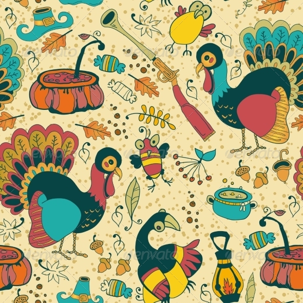 Seamless Texture with the Thanksgiving Day Icons