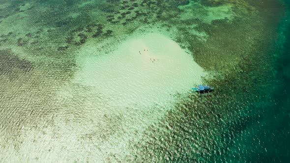 Sandy Beach on a Coral Reef. Balabac, Palawan, Philippines