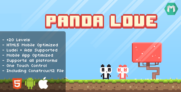 Panda Love - HTML5 Game (Construct 2 & Construct 3)