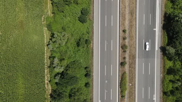 Driving Car Drone Shot 