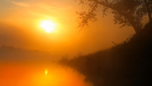 Landscape With Sunrise Over River