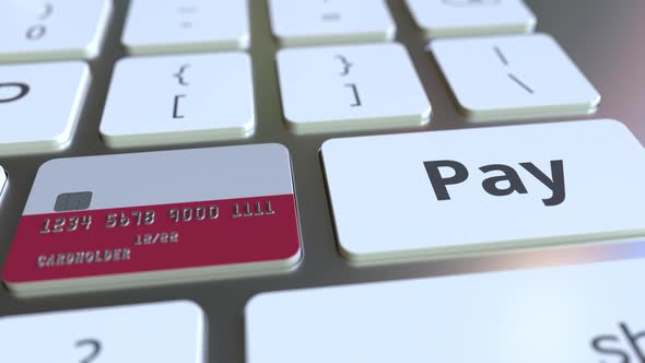 Bank Card with Flag of Poland As a Key on Keyboard alt