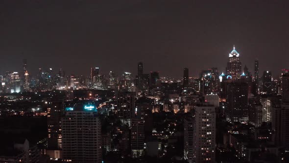 Aerial View of Asoke Intersection and Sky Train Station in Bangkok Thailand