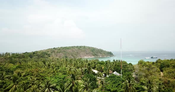 Green Palm Trees and Fields of Racha Island