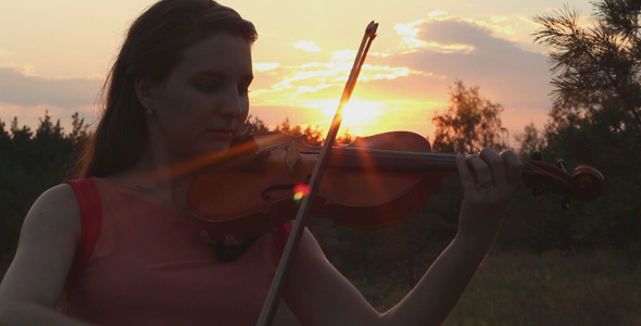 Girl Playing The Violin in The Woods 6