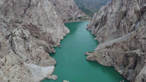 Aerial Panoramic Mountain Lake View