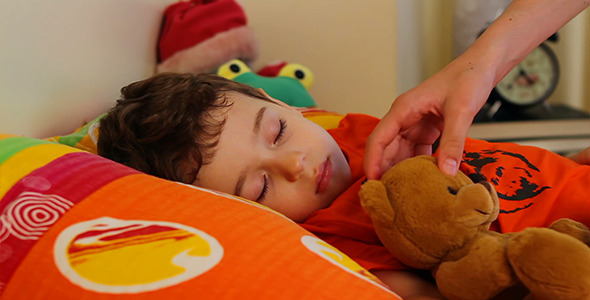 Little Boy Sleeping with His Teddy Bear 1 