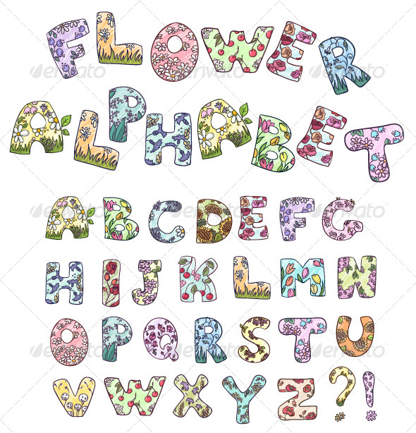 Cartoon Flower Alphabet