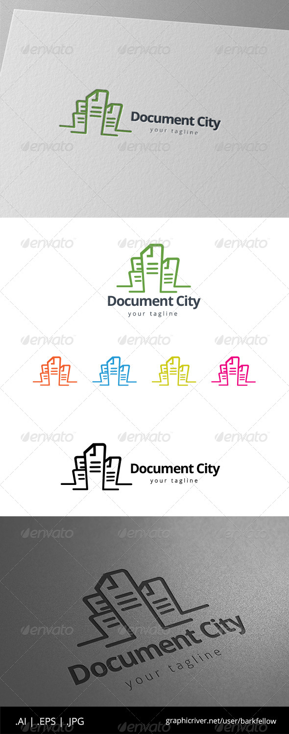 Paper Document City Tower Building Logo