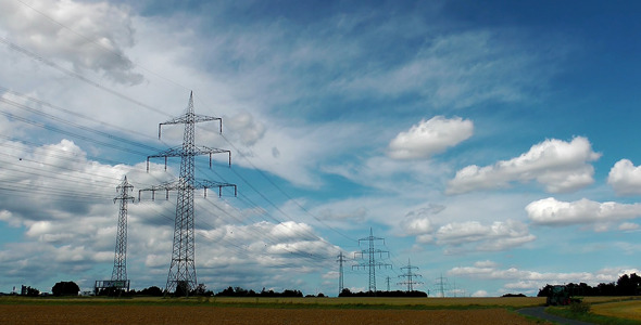 Landscape Field and Electric Poles