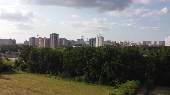 Low Angle Drone View of Downtown